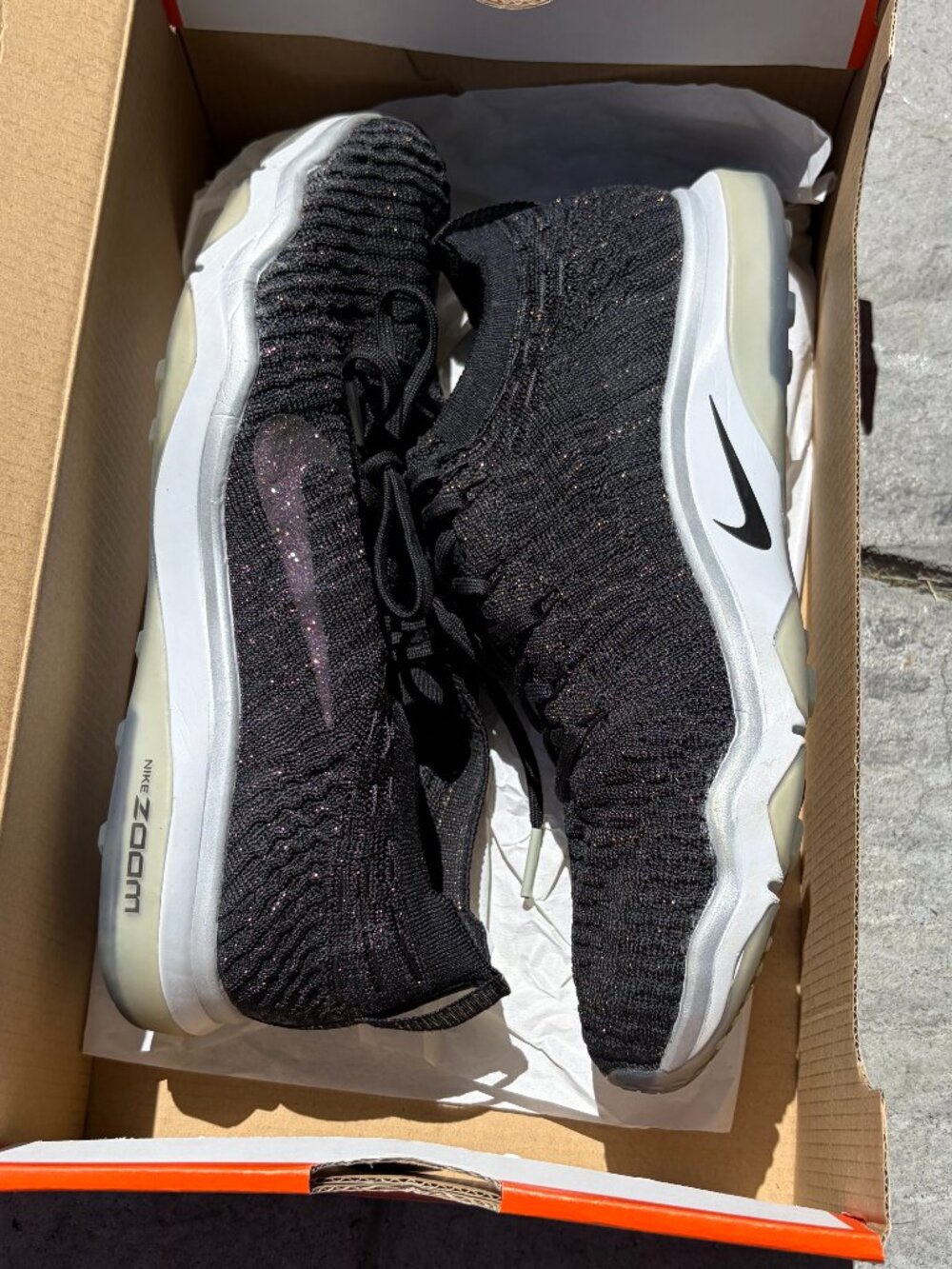 Nike Air Zoom Fearless Flyknit Lux Black Metallic Gold Sneakers - Size 8